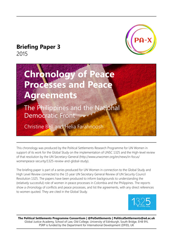 Chronology of Peace Processes and Peace Agreements