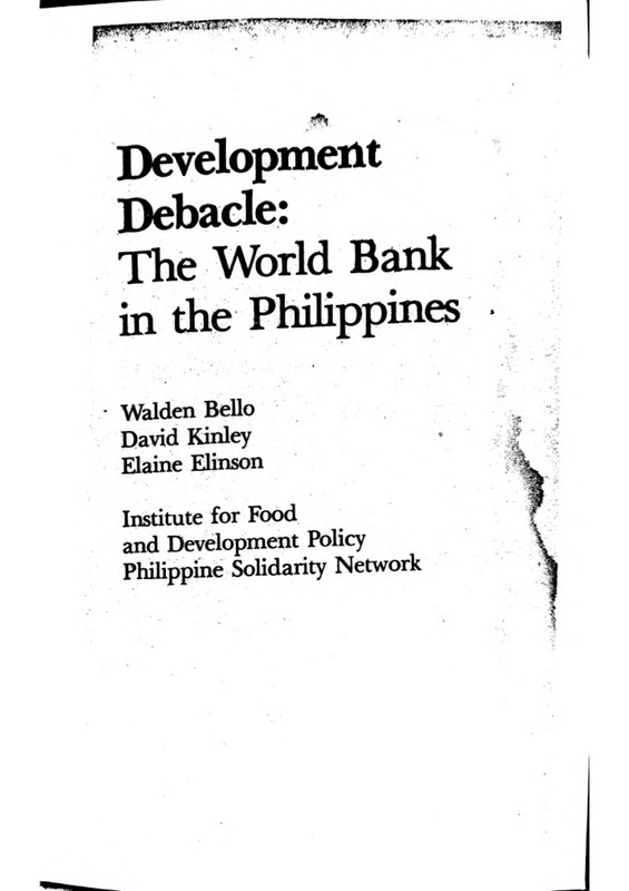 Development Debacle: The World Bank in the Philippines