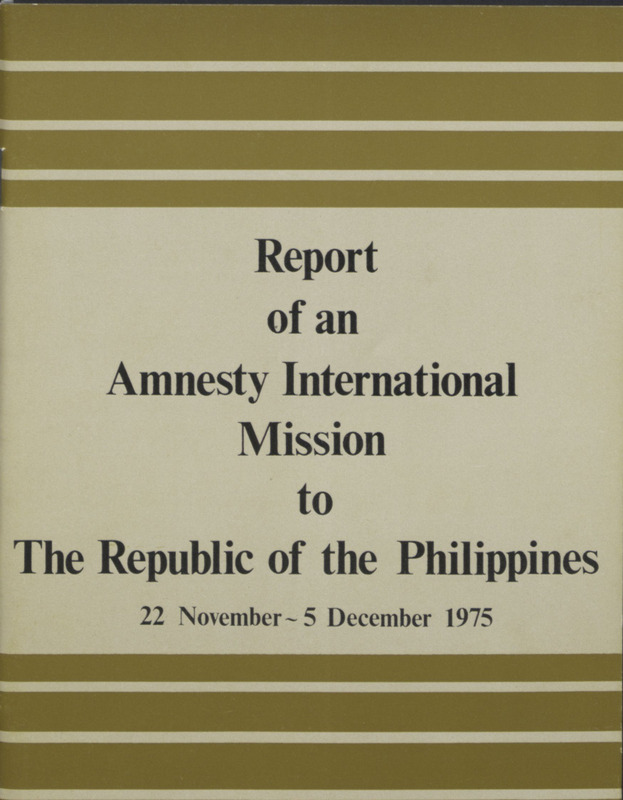 Report of an Amnesty International Mission to the Republic of the Philippines, 22 November - 5 December 1975