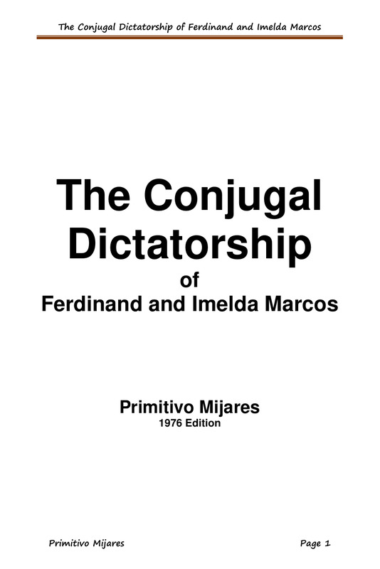 The Conjugal Dictatorship of Ferdinand and Imelda Marcos